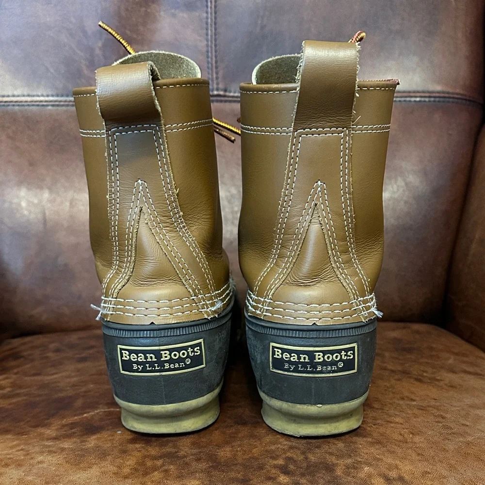 L.L. Bean 8” Lace-up Tan Leather Waterproof Duck Boots Men’s 8 Made in USA